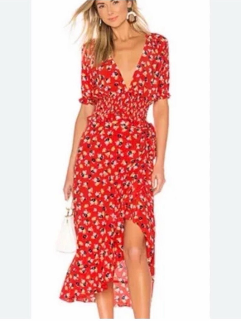 Faithfull the Brand Red Floral Two-Piece Set with Puff Sleeves - Picture 5 of 5